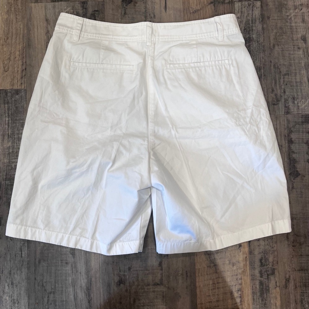 J.Crew Pleated Button Front White Chino Shorts High Rise Preppy NWT 8